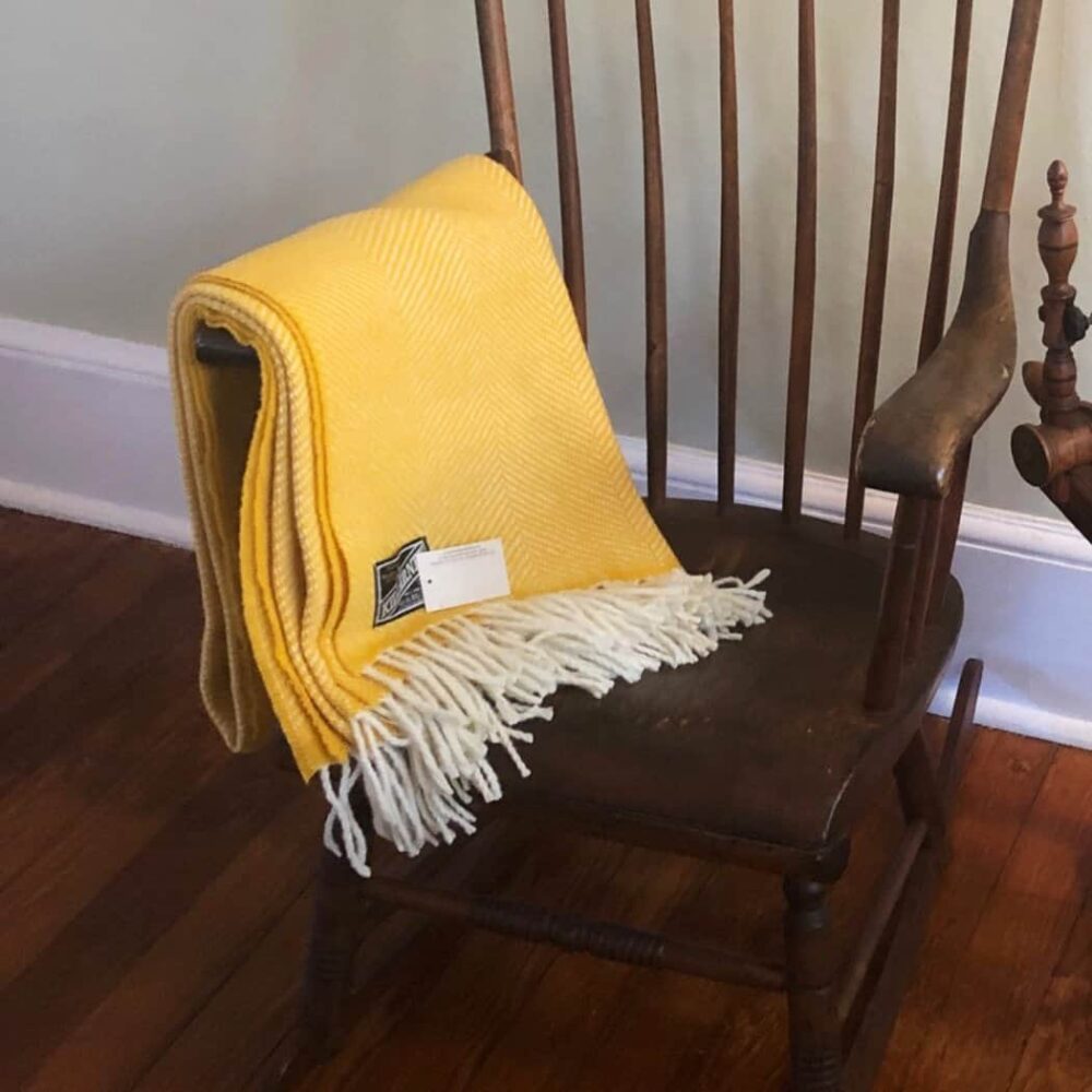 Classic Irish Wool Herringbone Throw - Yellow