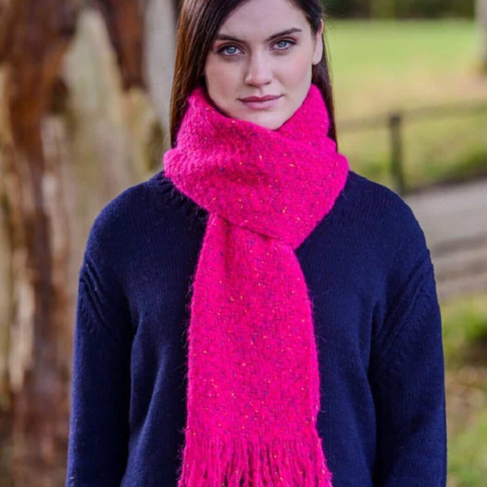 Women's Winter Knit Scarf - Kells, Bright Pink
