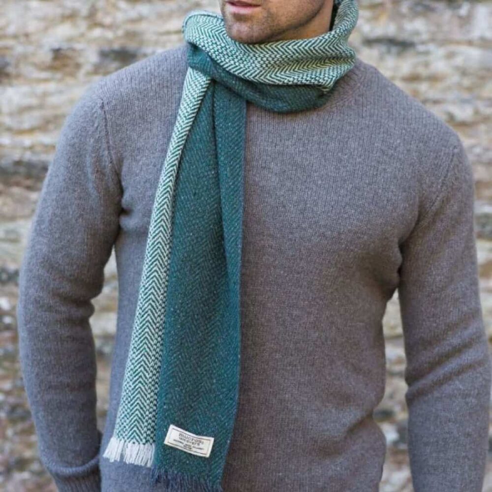 Soft Donegal Men's Tweed Scarf - Green