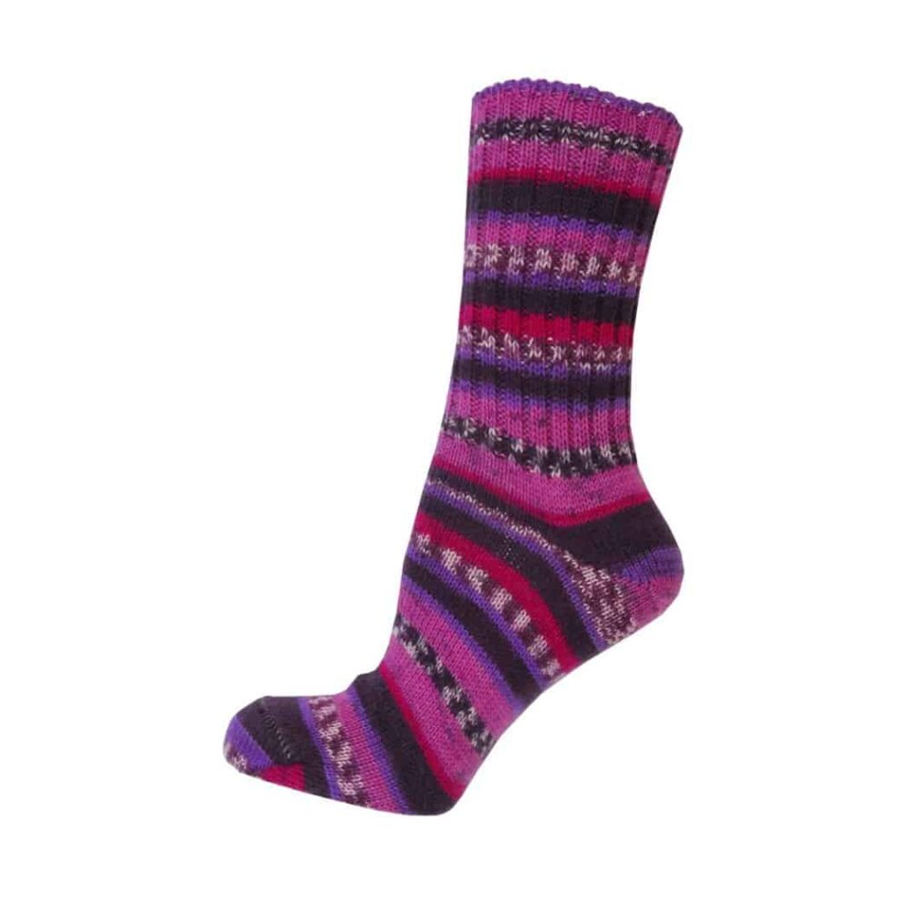 Fair Isle Socks For Women - Purple Stripe