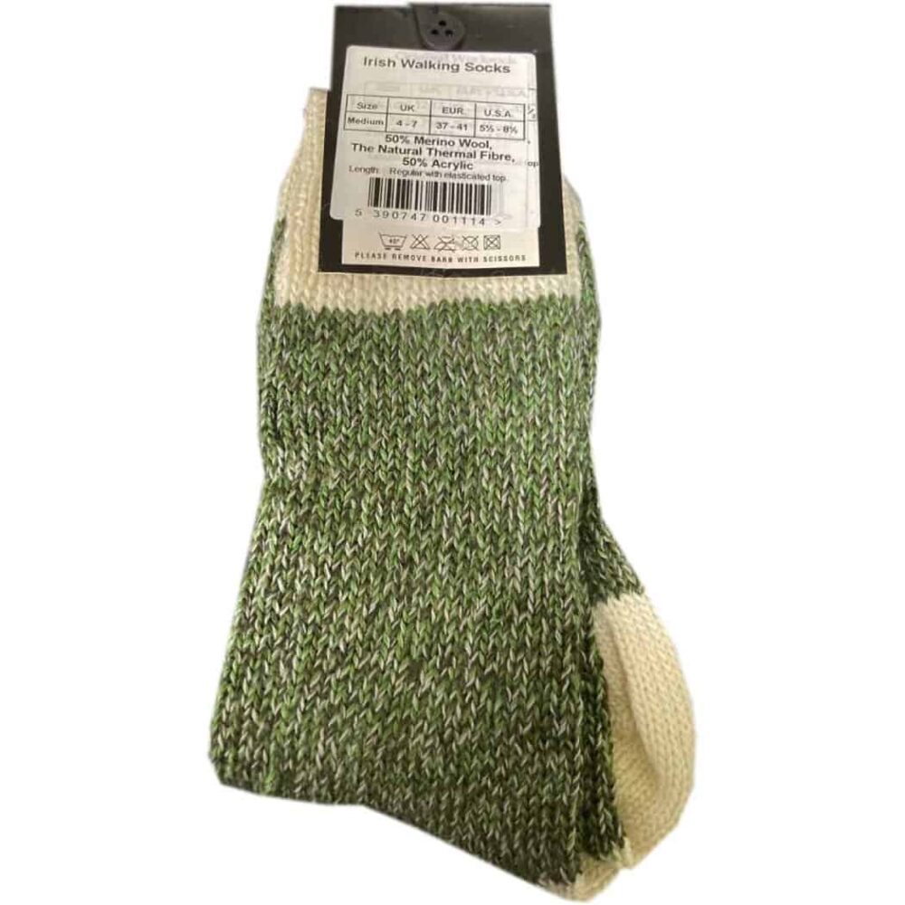 Merino Wool Connemara Socks For Women - Green