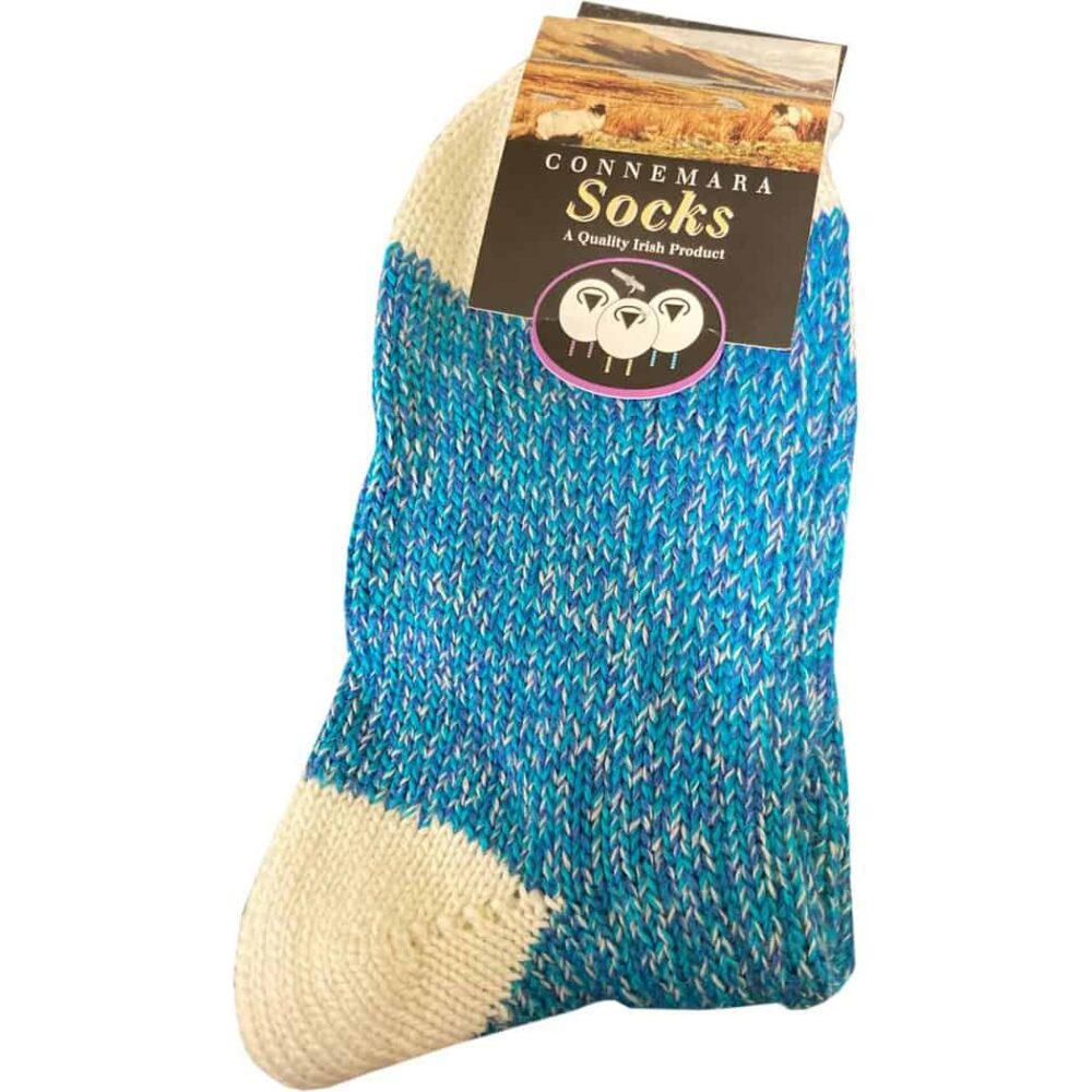 Merino Wool Connemara Socks For Men - Ocean Blue