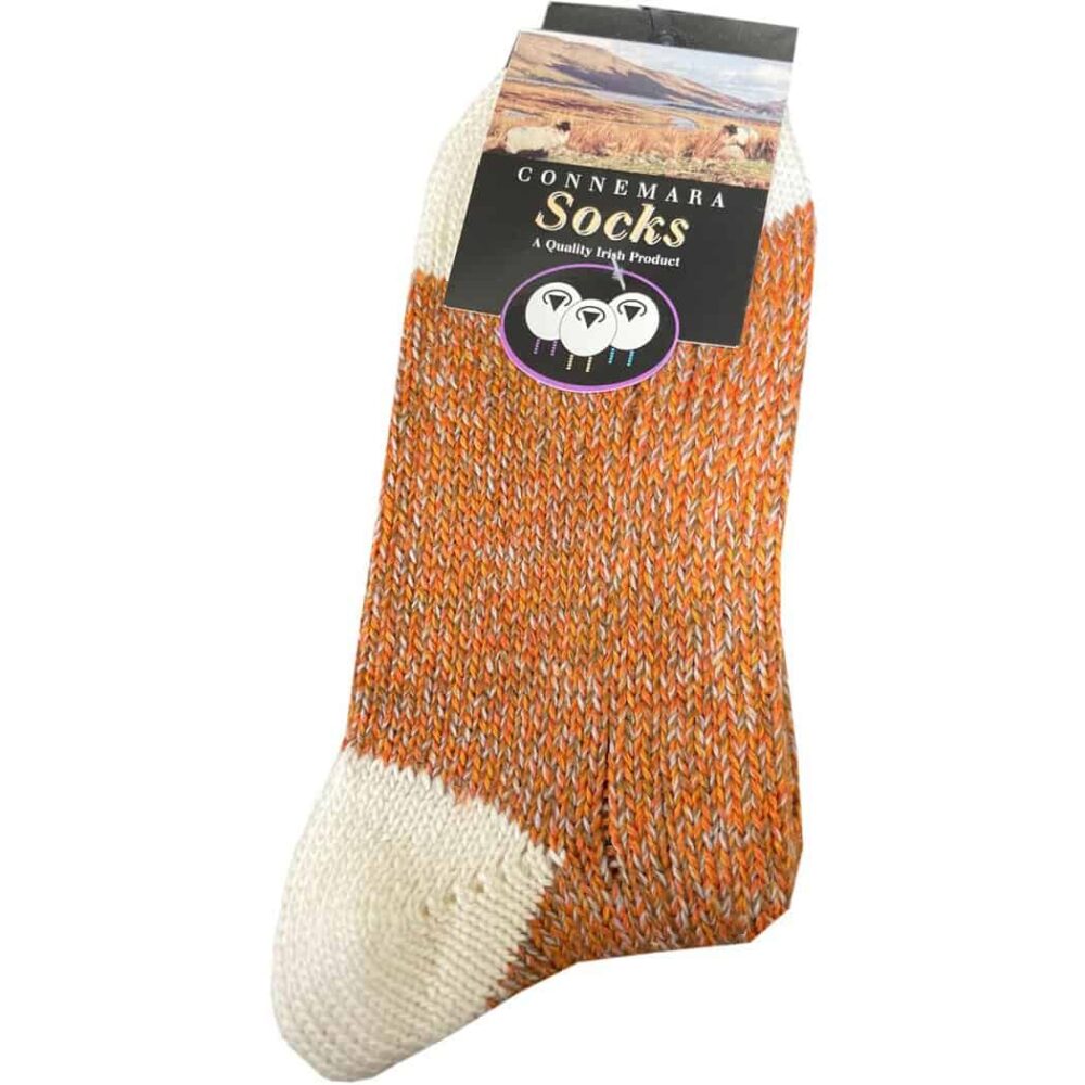 Merino Wool Connemara Socks For Men - Orange
