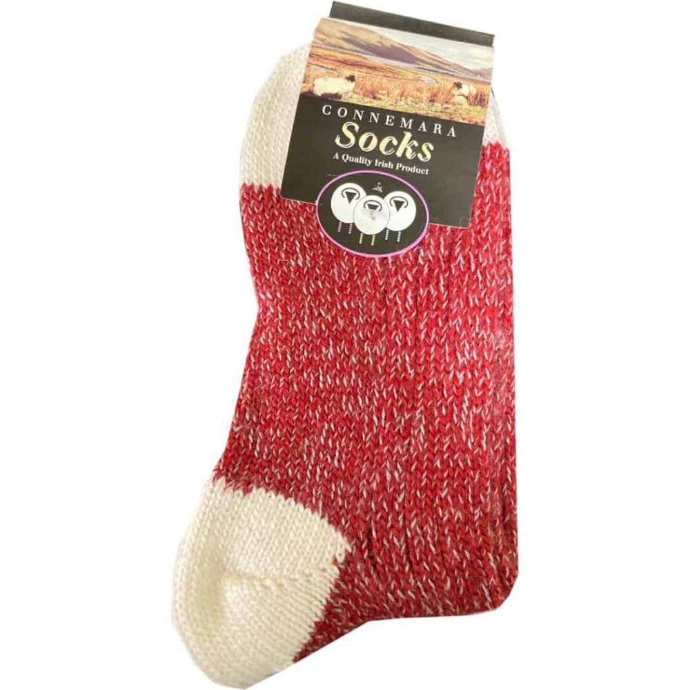 Merino Wool Connemara Socks For Men - Red