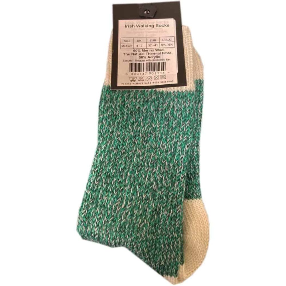 Merino Wool Connemara Socks For Women - Emerald Green