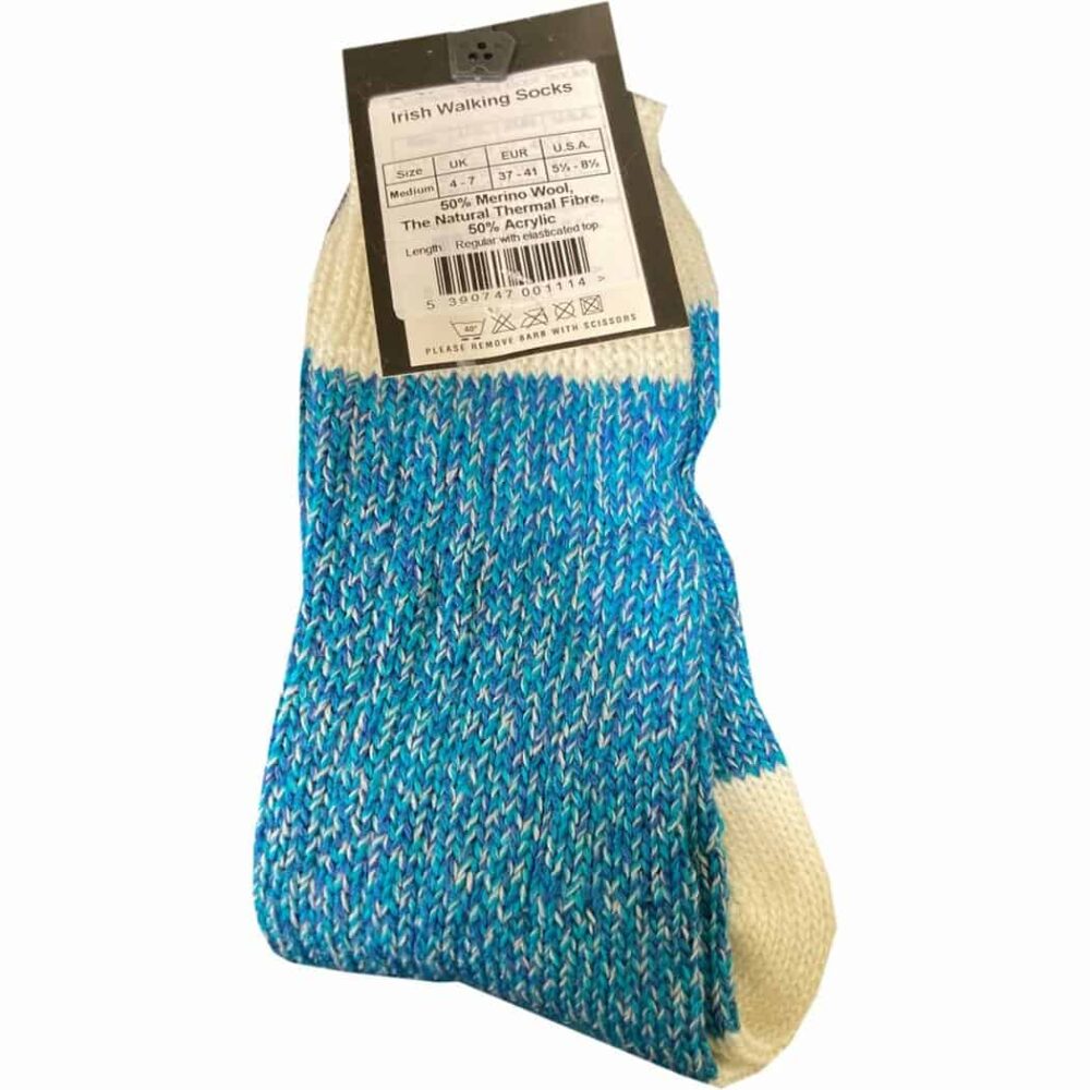 Merino Wool Connemara Socks For Women - Ocean Blue