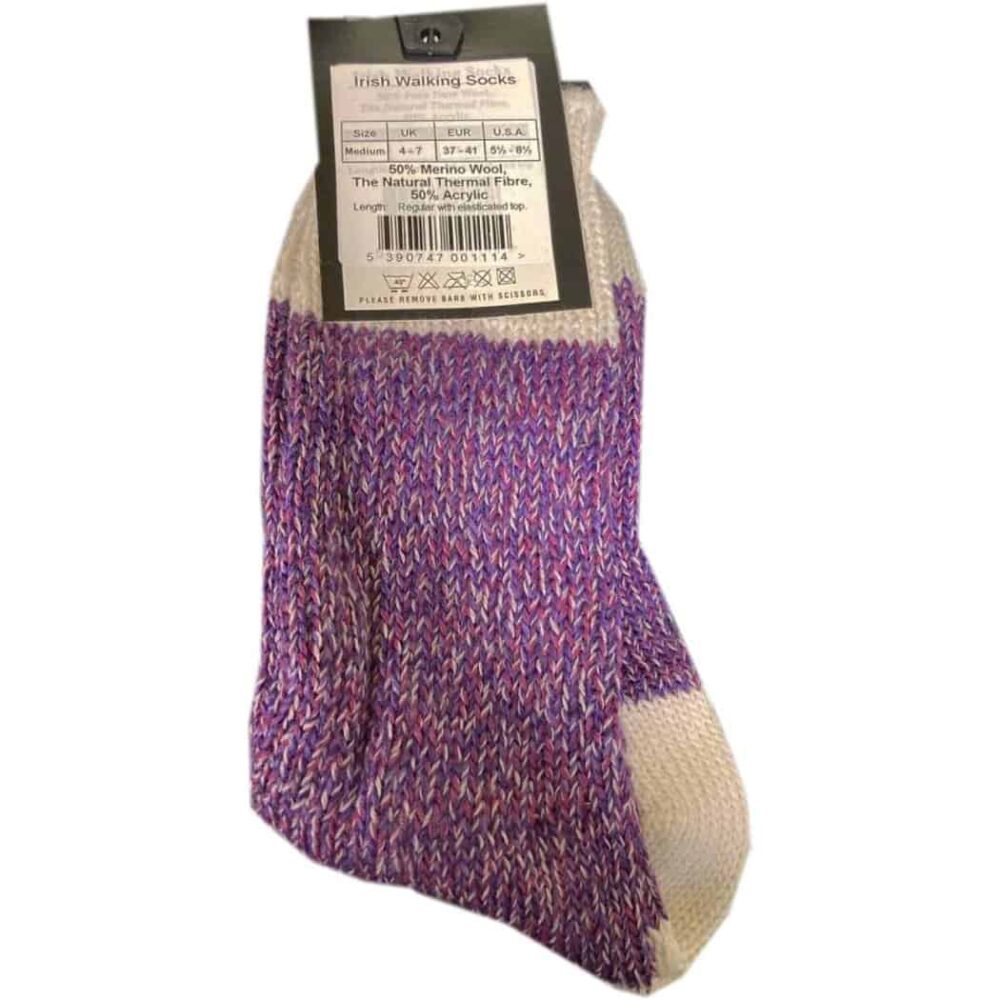 Merino Wool Connemara Socks For Women - Raspberry