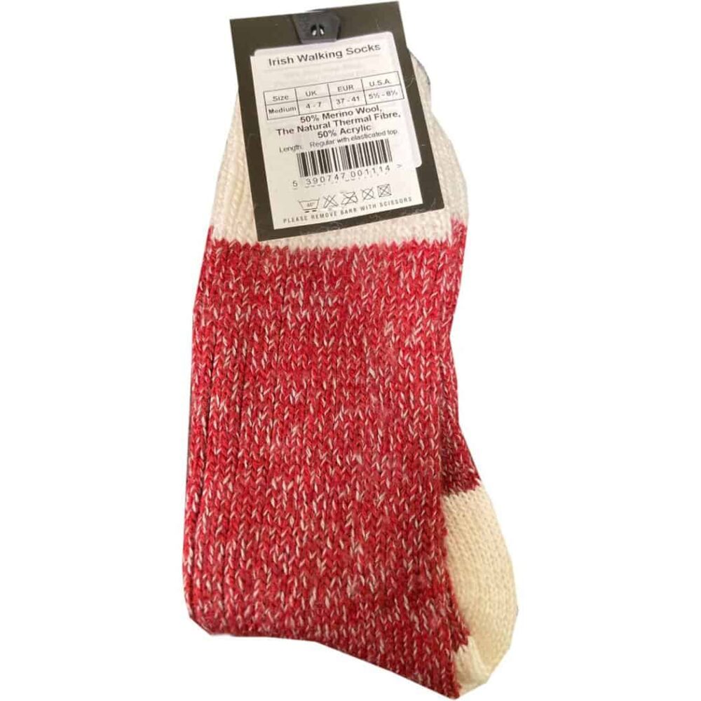 Merino Wool Connemara Socks For Women  - Red