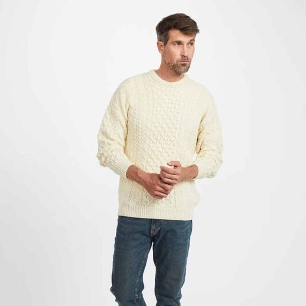 Irish Wool Sweater For Men - Natural