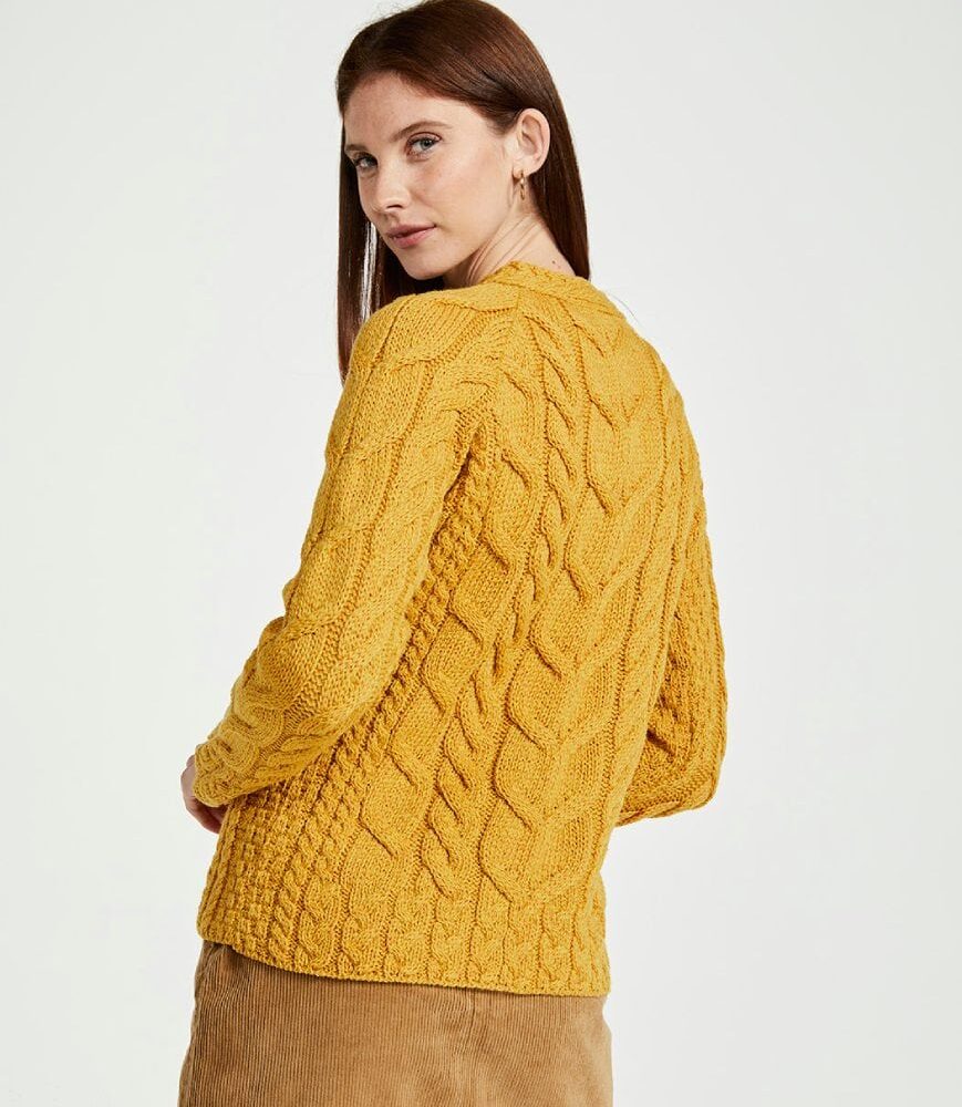 Irish Wool Raglan Sweater For Women - Yellow