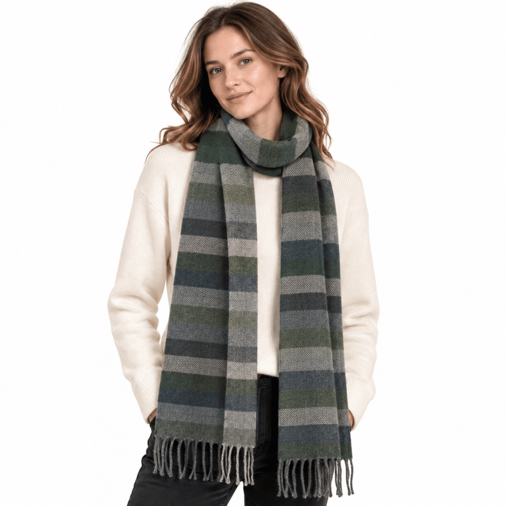 Dark Multi-Color Lambswool Scarf from Ireland