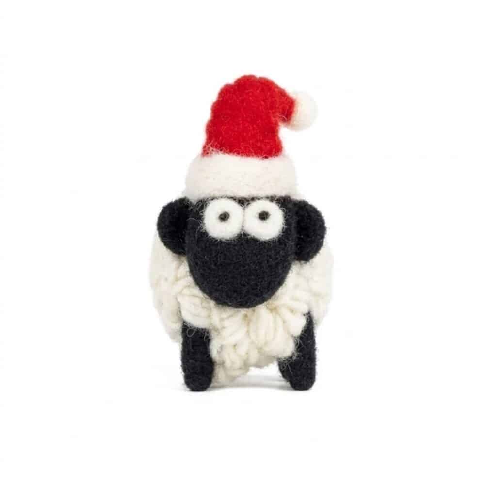 La Ba Ba Knitted Wool Fridge Magnet Sheep - Santa