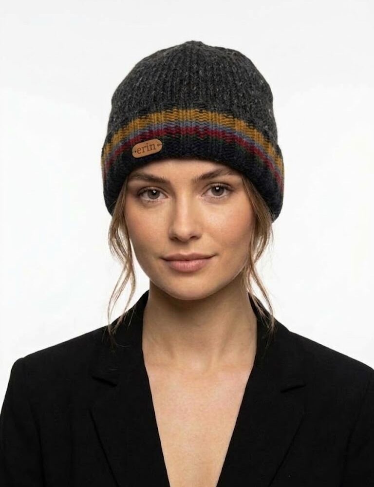 Rib-Knitted Irish Wool Beanie - Charcoal