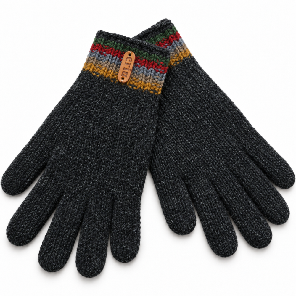 Erin Knitwear Charcoal Wool Gloves with Fleece Lining – Charcoal Gray