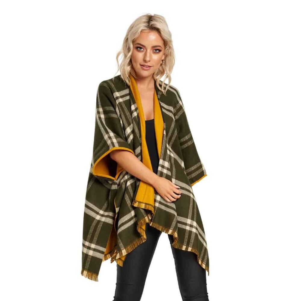 Kitty Kiernan Cape - Yellow And Olive