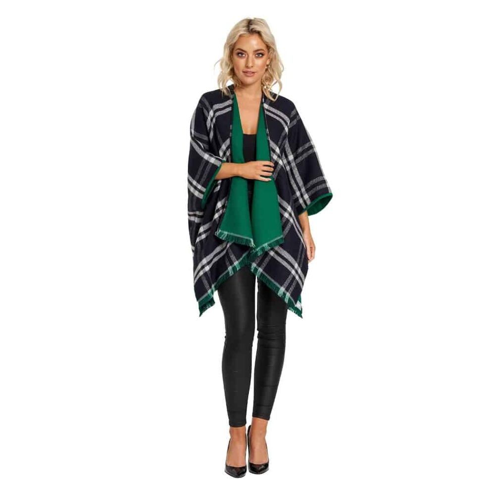 Irish Plaid Shawl - Navy And Green