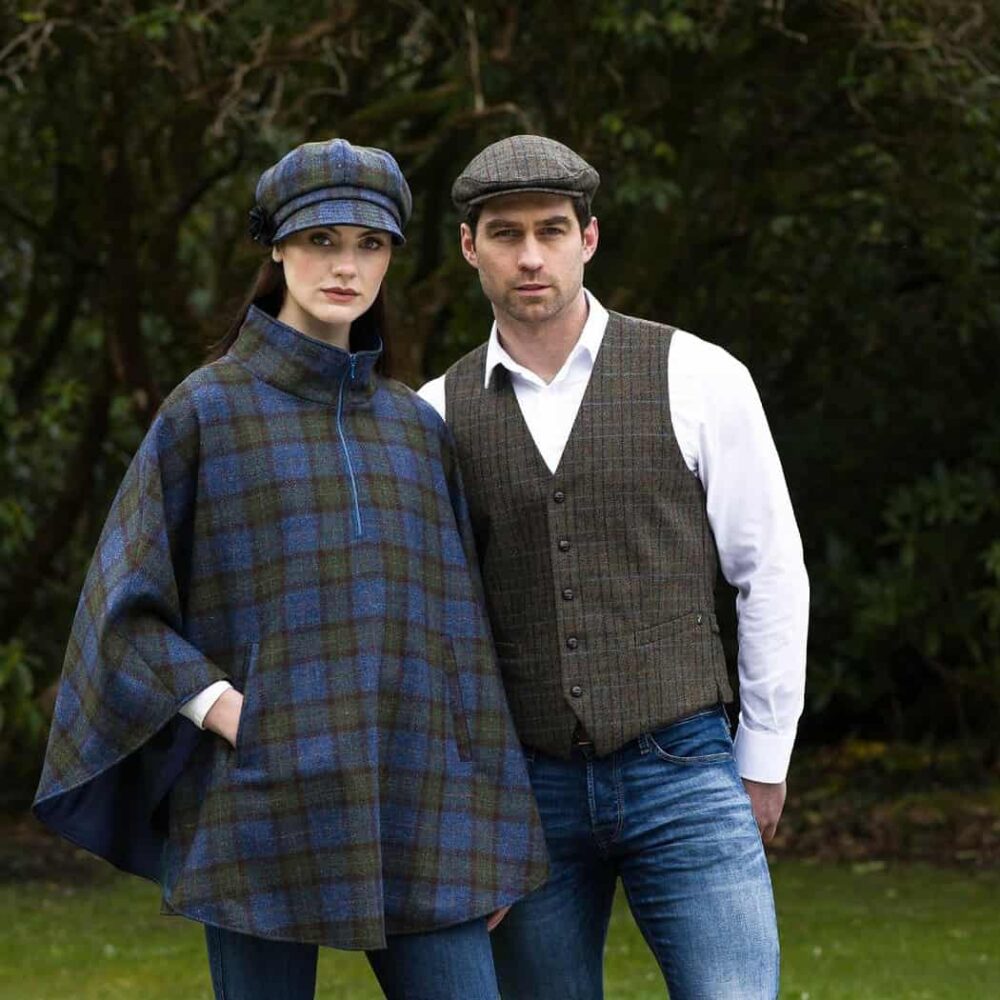 Ladies Irish Wool Newsboy - Green, Red and Blue Plaid