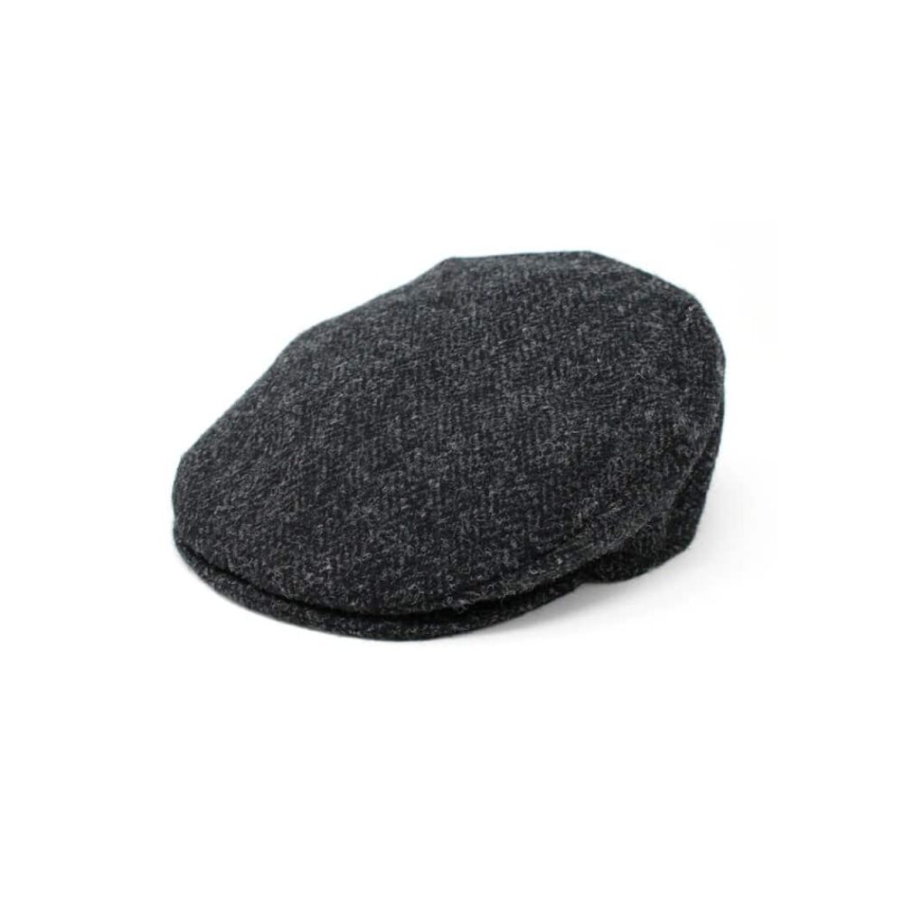 Dark Gray Herringbone Vintage Tweed Cap