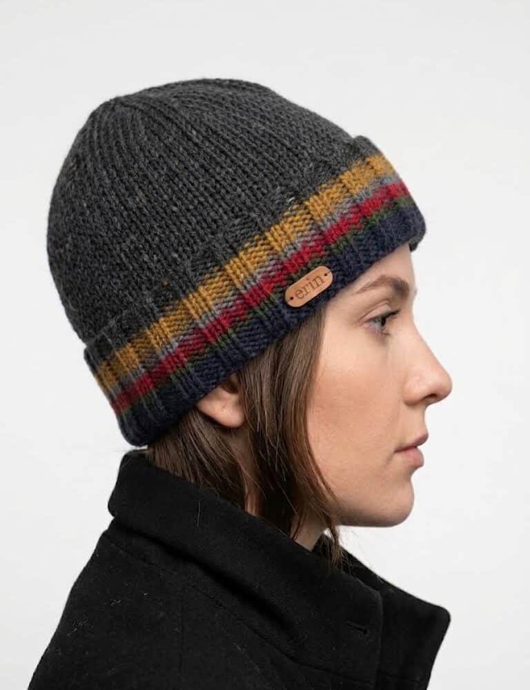 Rib-Knitted Irish Wool Beanie - Charcoal