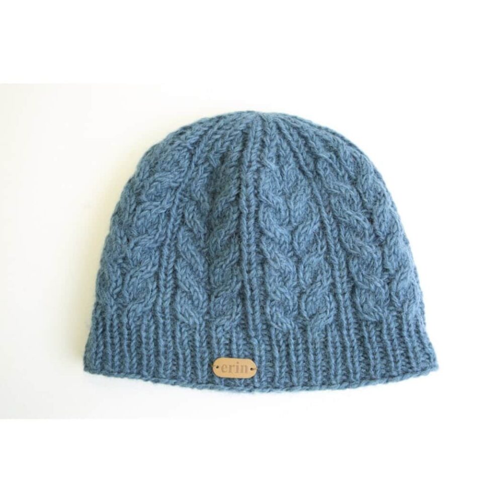 Irish Wool Beanie For Men - Denim Blue