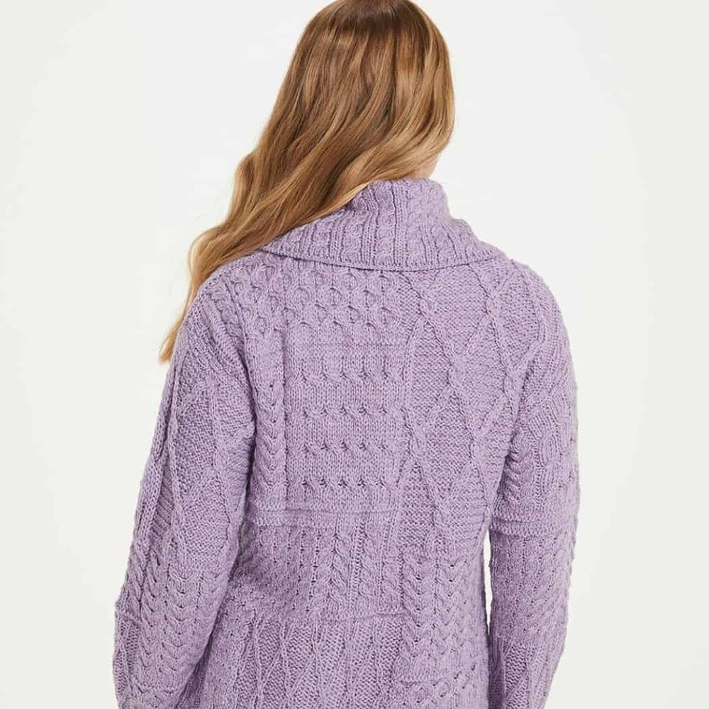 Ladies Irish Merino Wool Cardigan - Lavender
