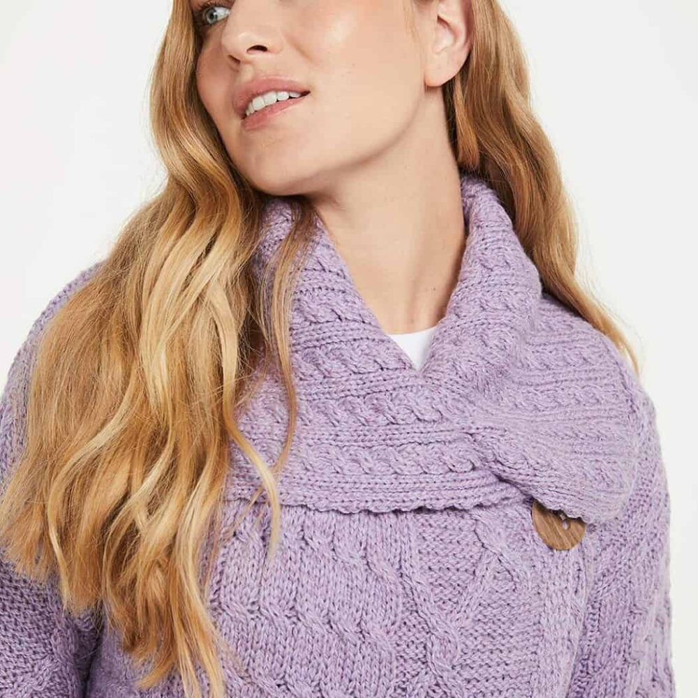 Ladies Irish Merino Wool Cardigan - Lavender