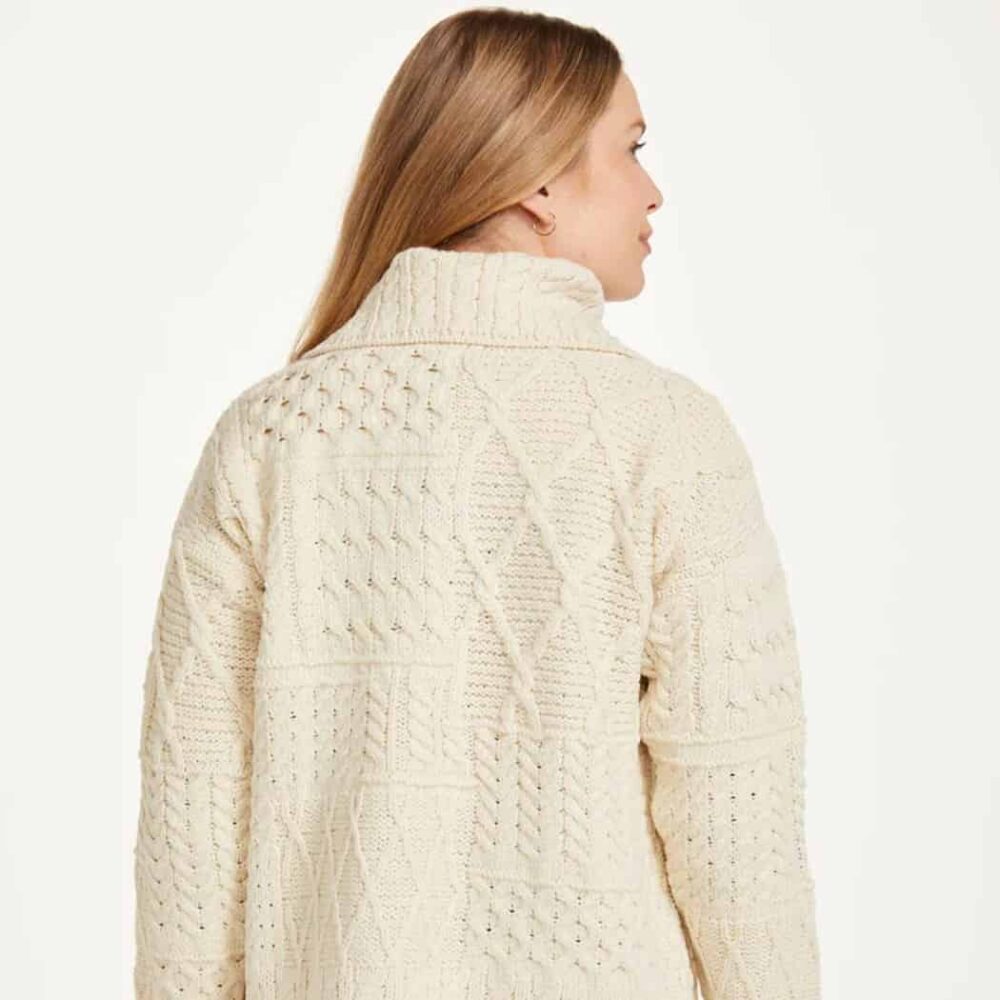 Ladies Irish Merino Wool Cardigan  - Natural