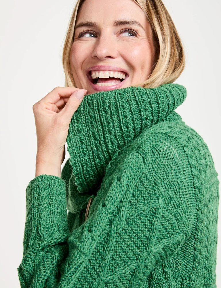 Ladies Irish Merino Wool Cardigan  - Green