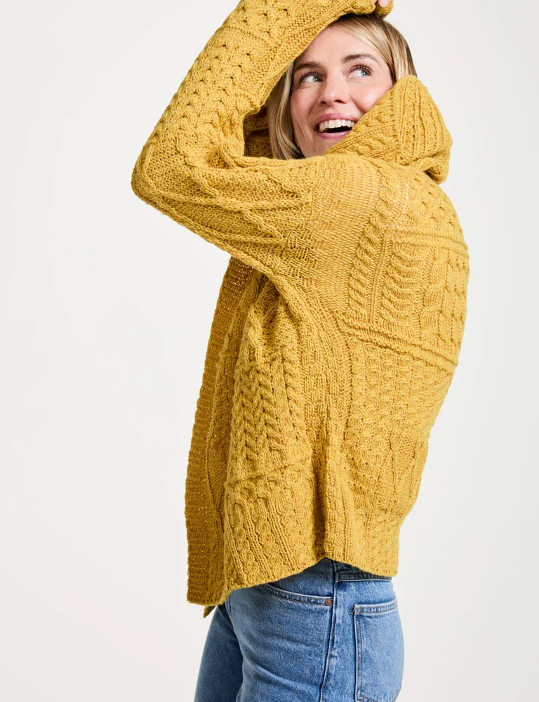 Ladies Irish Merino Wool Cardigan - Yellow