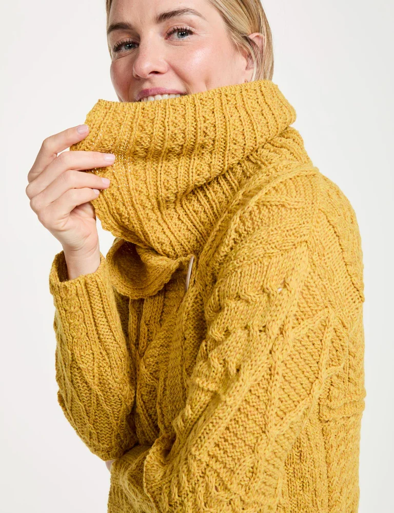 Ladies Irish Merino Wool Cardigan - Yellow