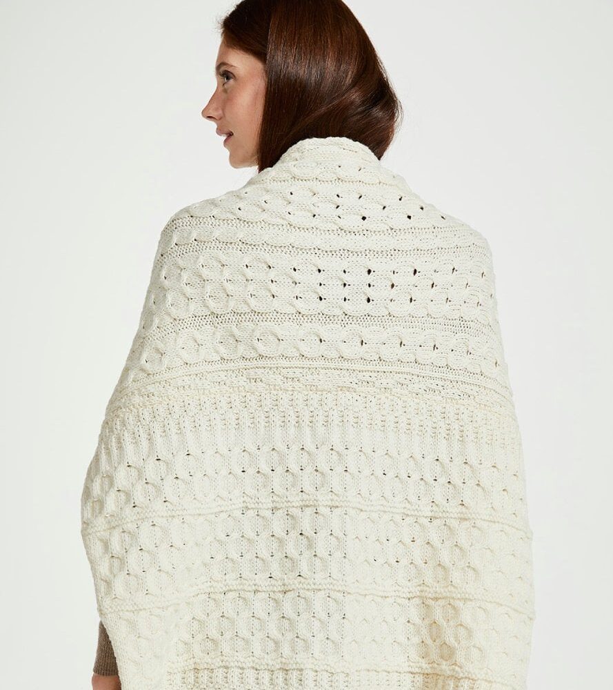 Traditional Irish Wool Wrap - Natural