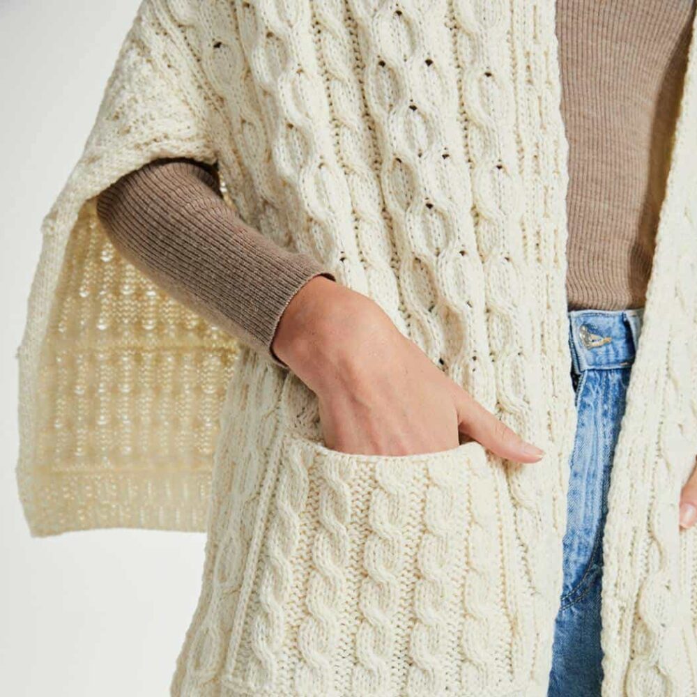 Traditional Irish Wool Wrap - Natural