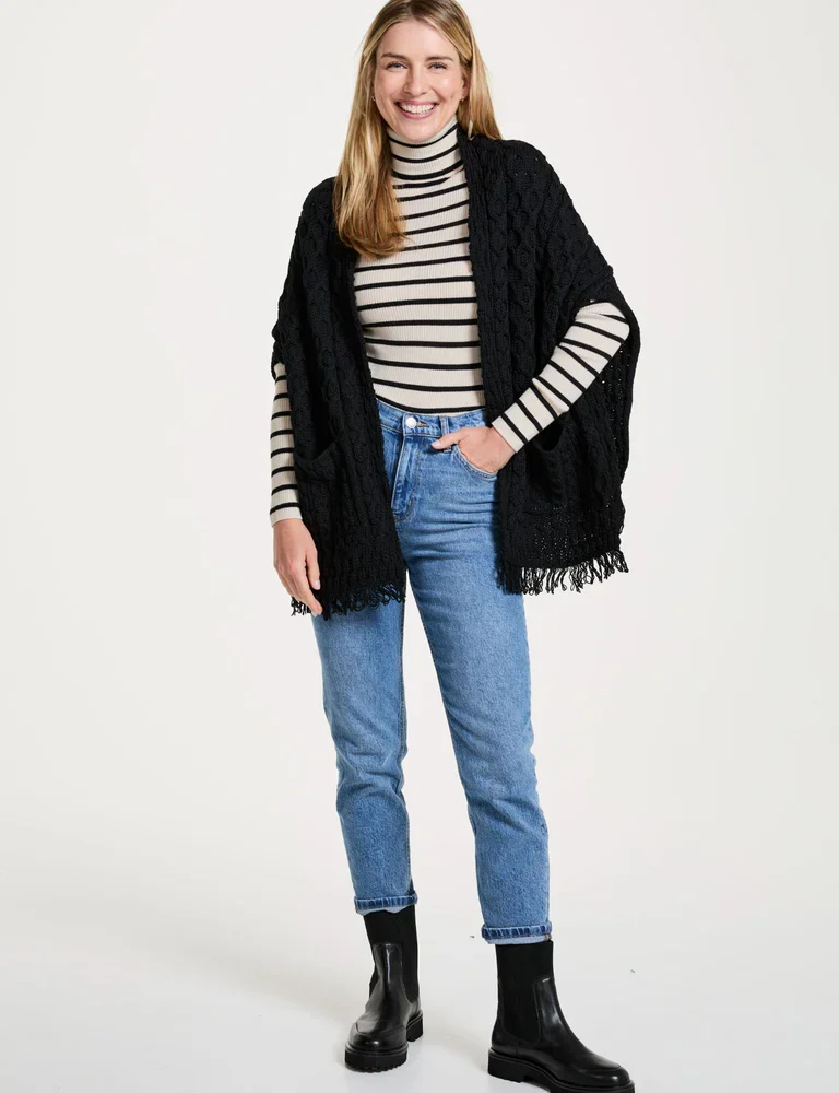 Traditional Irish Wool Wrap - Black