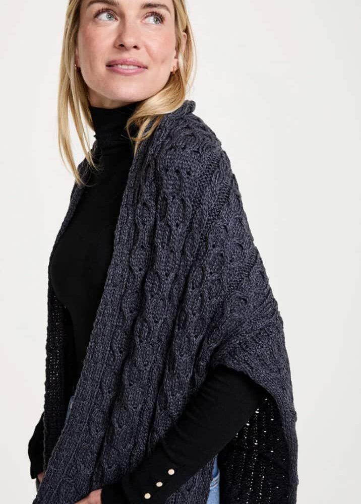 Traditional Irish Wool Wrap- Charcoal
