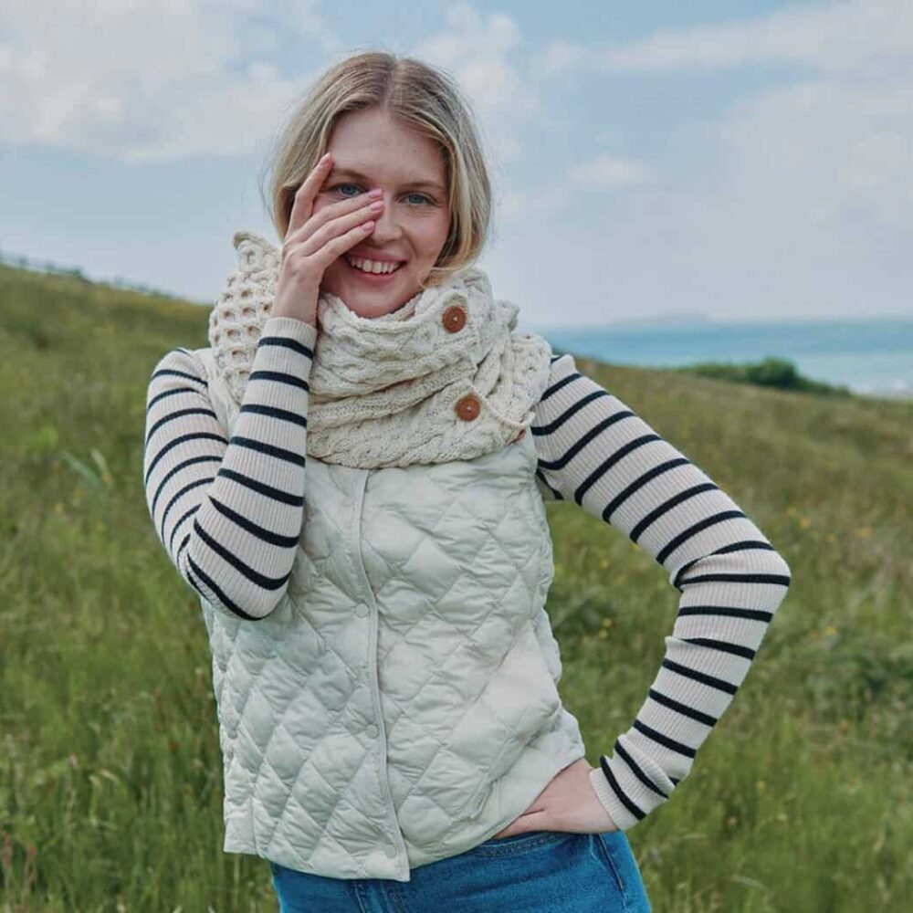 Irish Wool Snood Scarf - Natural