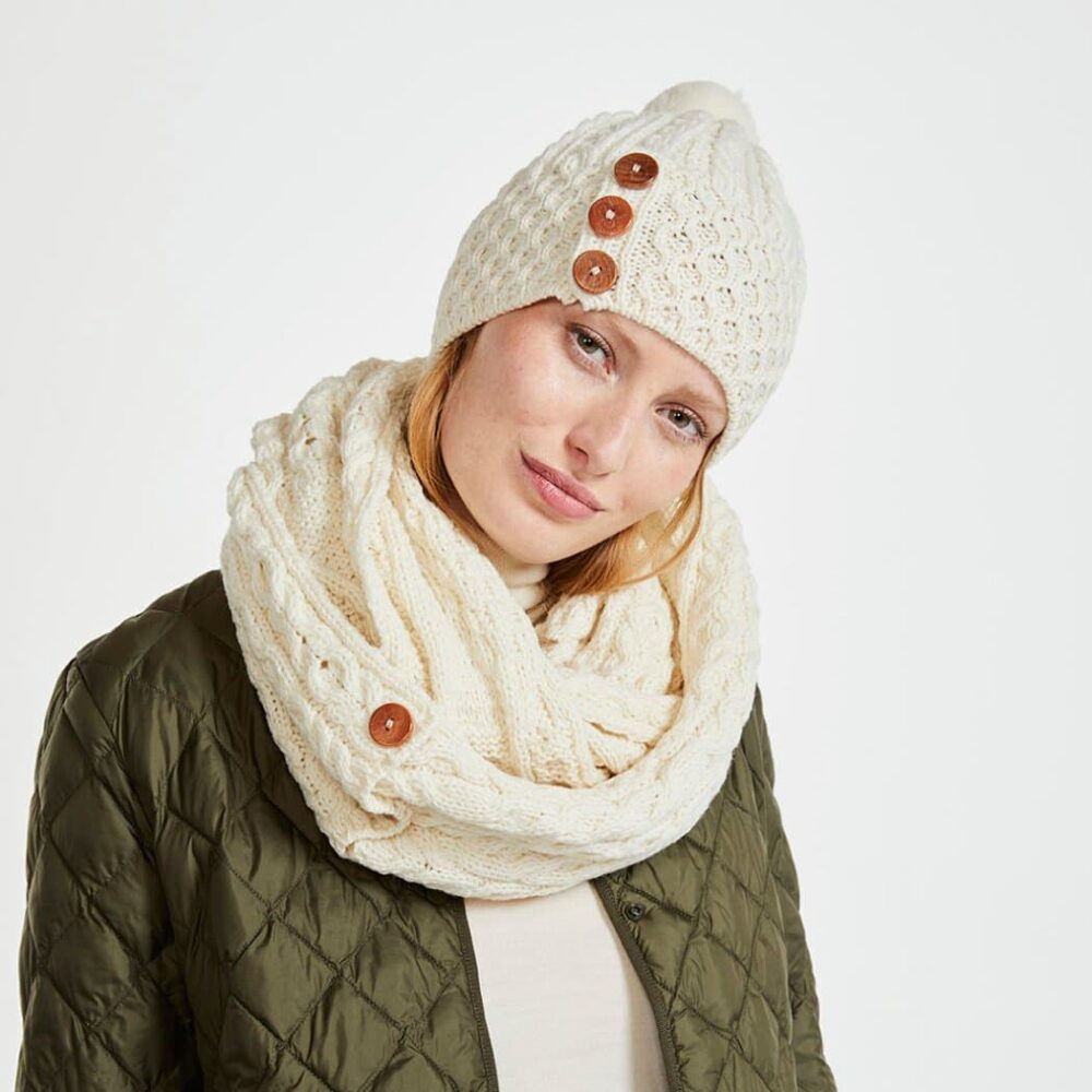 Irish Wool Snood Scarf - Natural