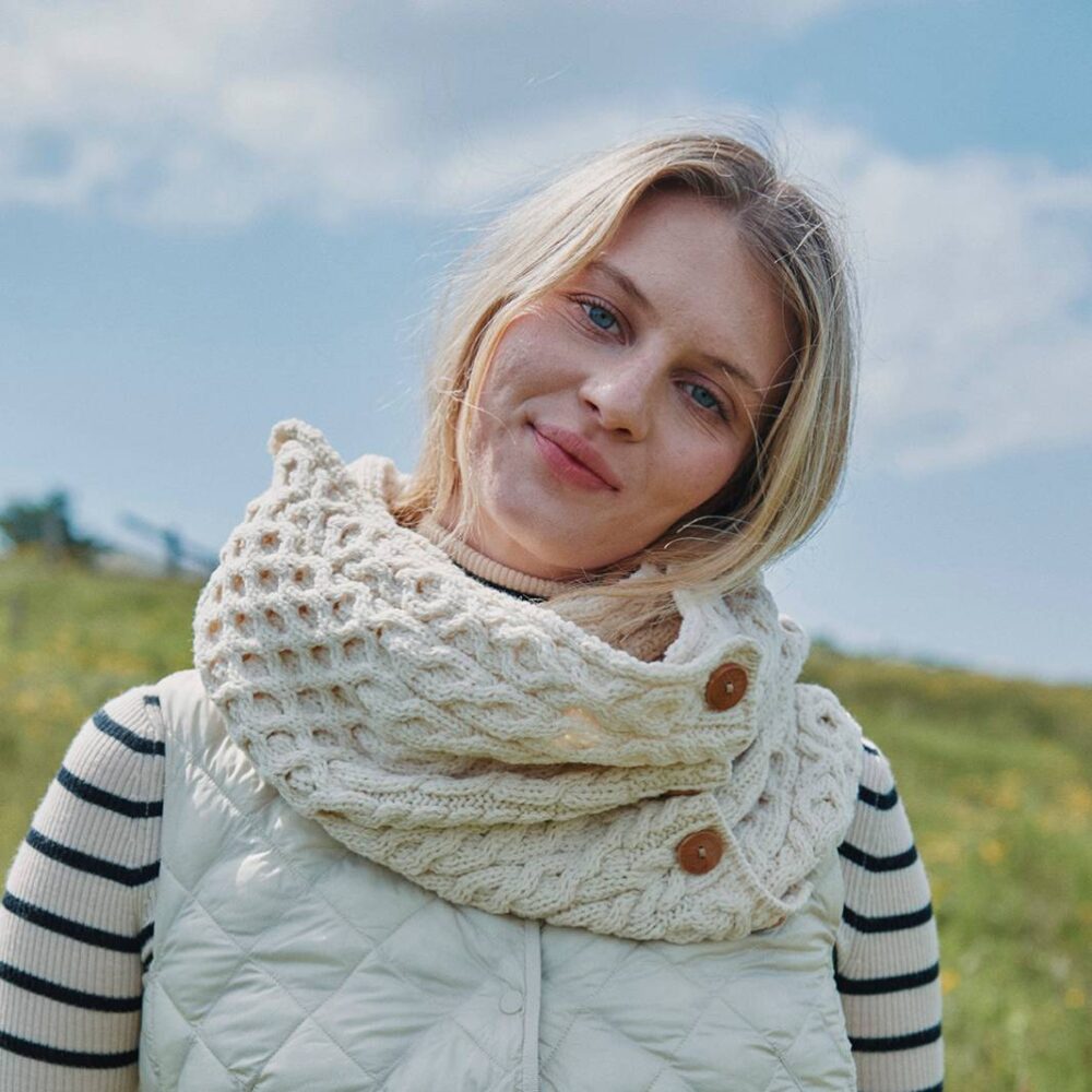 Irish Wool Snood Scarf - Natural