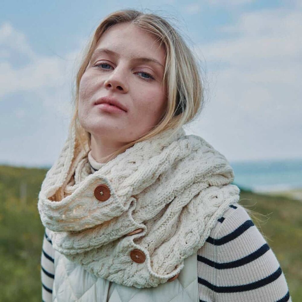 Irish Wool Snood Scarf - Natural