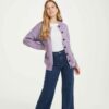 Ladies Irish Wool Cardigan - Lavender - Image 4