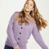 Ladies Irish Wool Cardigan - Lavender - Image 6