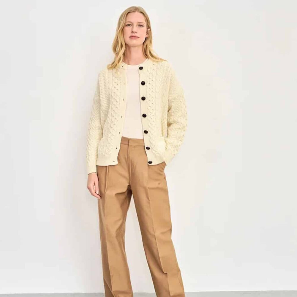 Ladies Irish Wool Cardigan - Natural