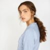 Cable Knit V-Neck Sweater - Blue - Image 3
