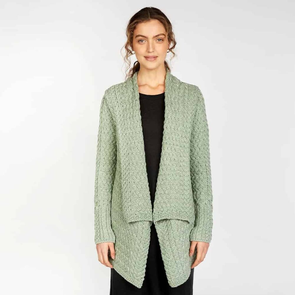 Women's Draped Open-Front Cardigan - Sage