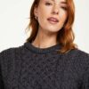 Traditional Irish Wool Sweater For Women - Gray - Image 2