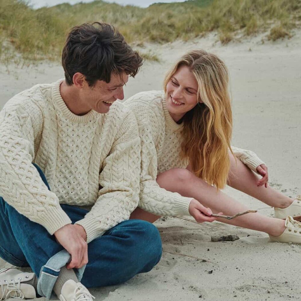 Irish Wool Sweater For Men - Natural