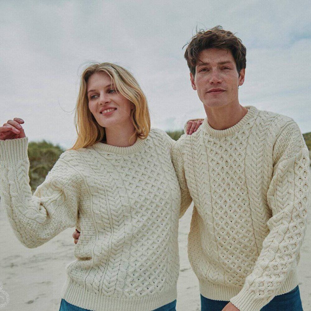 Irish Wool Sweater For Men - Natural