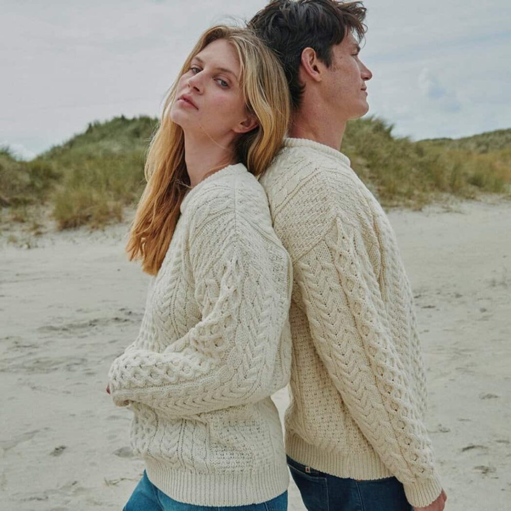 Irish Wool Sweater For Men - Natural