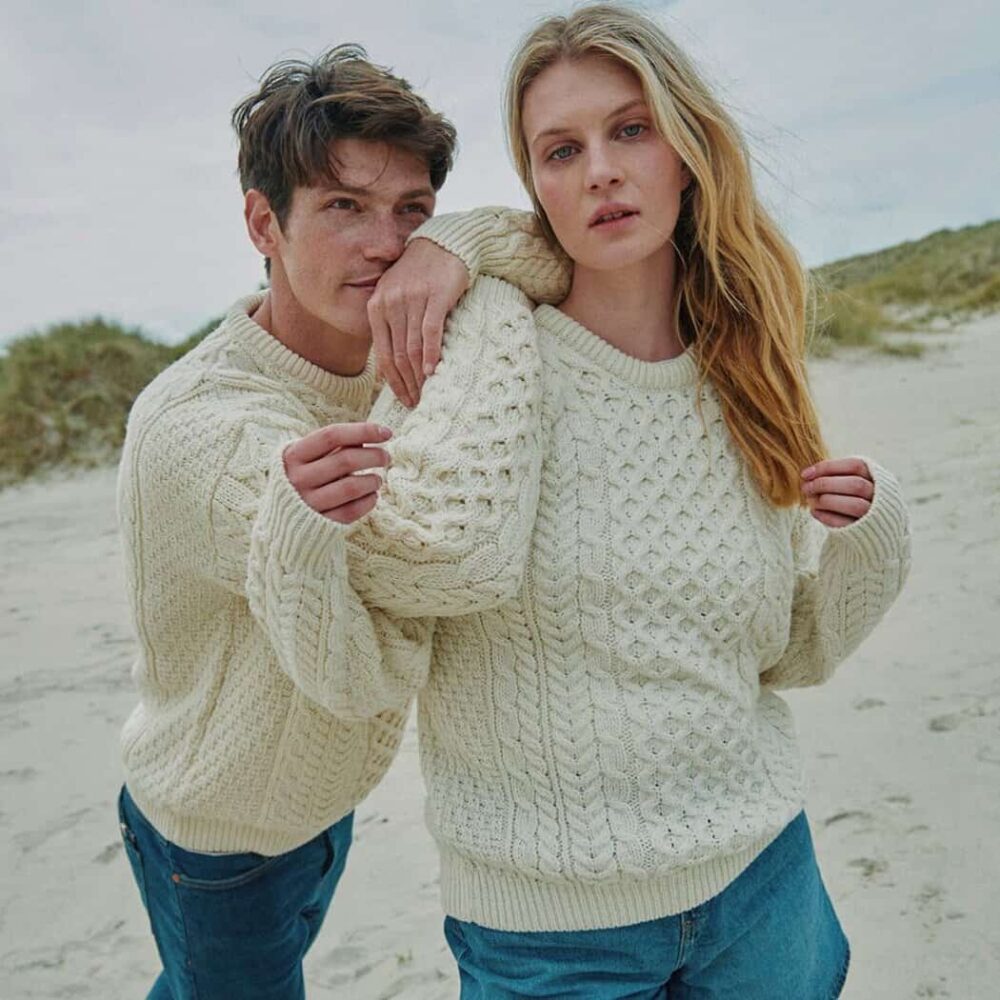 Traditional Irish Wool Sweater For Women - Natural