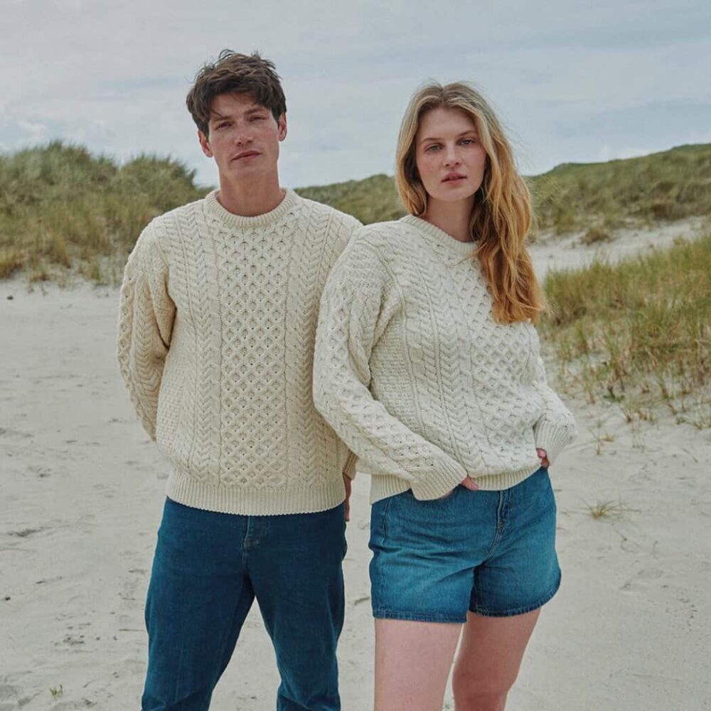 Irish Wool Sweater For Men - Natural