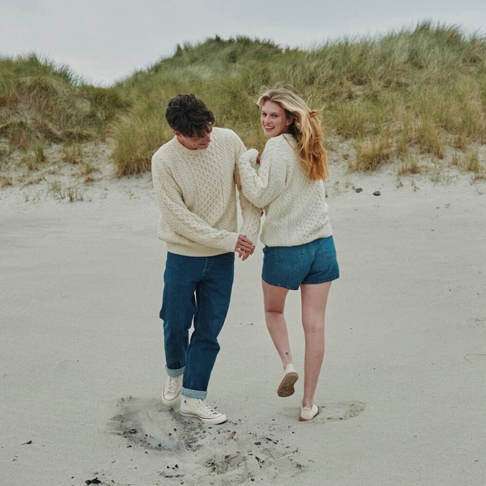 Traditional Irish Wool Sweater For Women - Natural